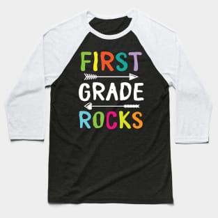 First Grade Rocks Teacher Student Happy Back To School Day Baseball T-Shirt